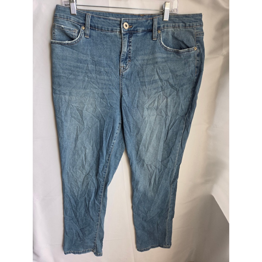 Style & Co Curvy Girlfriend Jeans Womens Blue Medium Curvy Mid Tapered